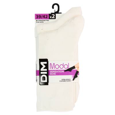 Dim Mi Chaussettes Modal Blanches x2, Taille 39/42