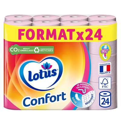 Lotus Papier toilette confort Rose extrait de Lotus Aquatube, 24 rouleaux