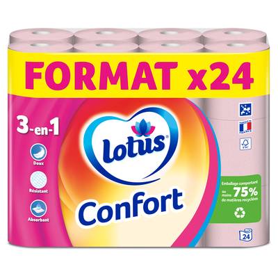 Lotus Papier toilette confort Rose extrait de Lotus Aquatube, 24 rouleaux