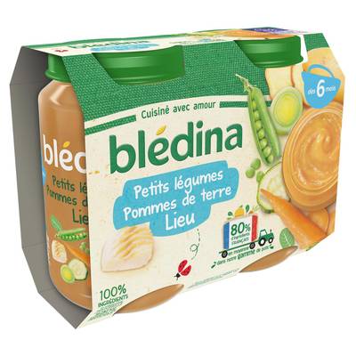 Blédina Petits Légumes, Pomme de terre, Lieu Pot Bébé Dès 6 mois, 2x200g