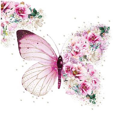 Paperproducts Design Serviettes en papiers Butterfly Flowers, 20 serviettes
