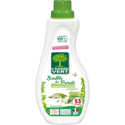 L'arbre Vert Adoucissant concentré écologique souffle de pureté muguet et jasmin 53 lavages, 800ml