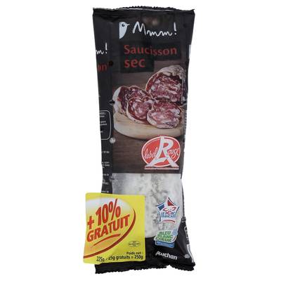 Auchan Mmm! Saucisson Sec Label Rouge, 225g