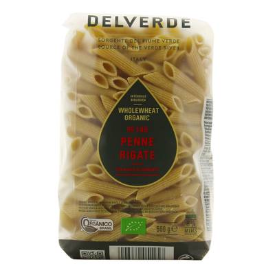 Delverde Pâtes Penne rigate N°145 à la semoule de blé dur complète bio, 500g