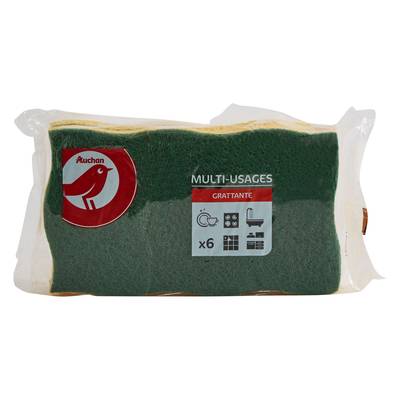 Auchan Eponges grattantes multi-usages, 6 éponges