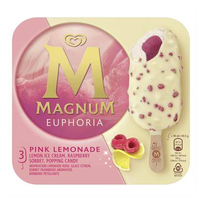 Magnum Bâtonnets Euphoria Pink Lemonade, 3 bâtonnets - 209g