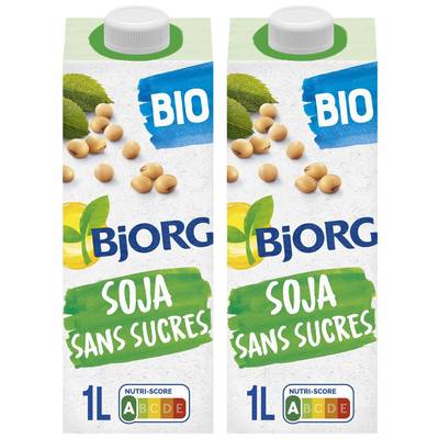 Bjorg Soja Sans Sucres Ajoutés Boisson Végétale Bio, Lot de 2x1L