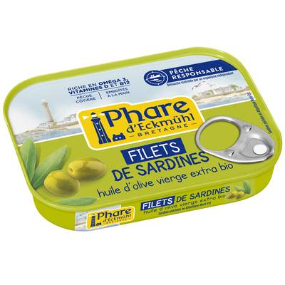 Phare d'Eckmuhl Filets de Sardine à l'Huile d'Olive extra Bio, 100g