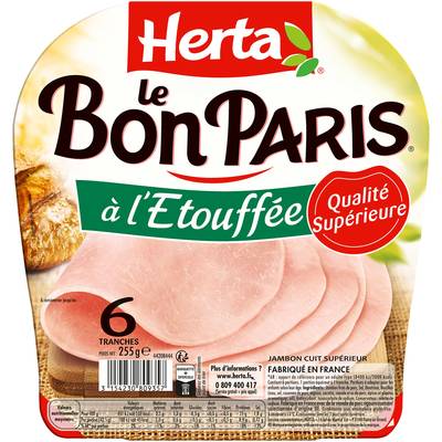 Herta Jambon Cuit à l'Etouffée Le Bon Paris, 6 tranches - 225g