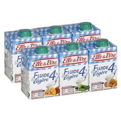 Elle&Vire Crème 4% Mg Extra Légère Liquide UHT, 3x20cl