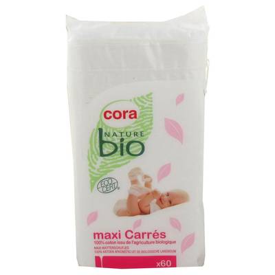 Nature Bio Maxi carrés bébé Bio, 60 pièces