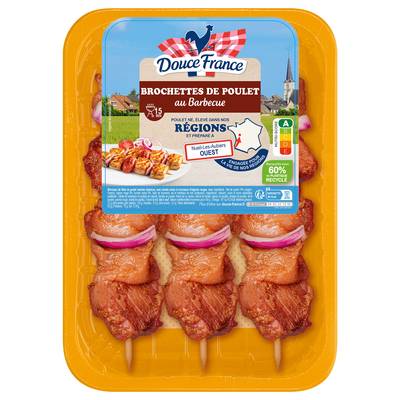 Douce France Brochette de Poulet au Barbecue, 3x150g