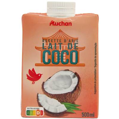 Auchan Lait de coco brique refermable, 50cl