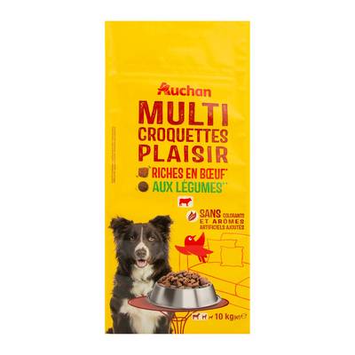 Auchan Croquettes boeuf légumes pour chien moyen et grand, 10kg