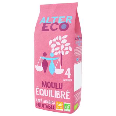 Alter Eco - Commerce Equitable Café moulu Arabica Equilibre bio Perou et Honduras, 250g