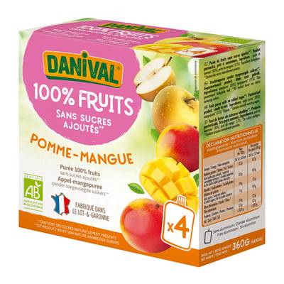Danival Poki bio Purée pomme-mangue, 4x90g