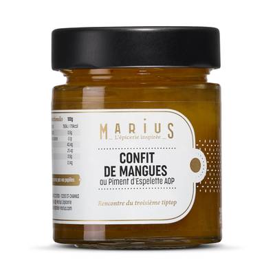 Marius, L'Épicerie Inspirée Confit de Mangue Piment d'Espelette AOP, 150g