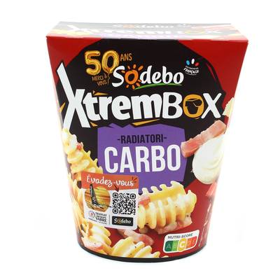 Sodebo Xtrem Box Radiatori Carbonara, 400g