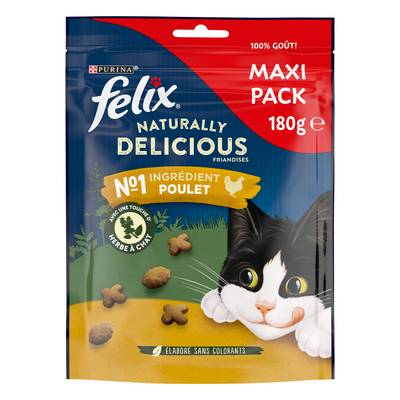 Purina - Félix Naturally Delicious Poulet Herbe à Chat - Friandise pour chat, 180g