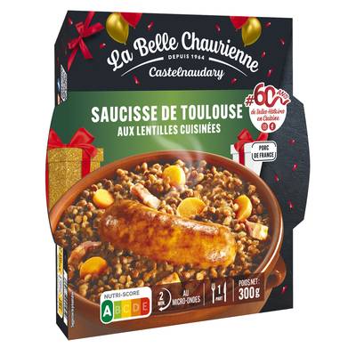 La Belle Chaurienne Saucisse de Toulouse aux lentilles cuisinées, 300g