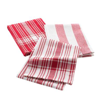 Douceur D Interieur Torchon 50x70cm Rouge, 3 pièces