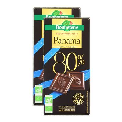 Bonneterre Chocolat Noir bio Panama 80% de Cacao, 2x80g