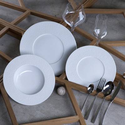 3256390190266 - Reception - 4 assiettes plates porcelaine MARTELE BLANC
