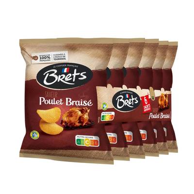 Bret's Chips Poulet Braise Sachet individuel, 6x25g