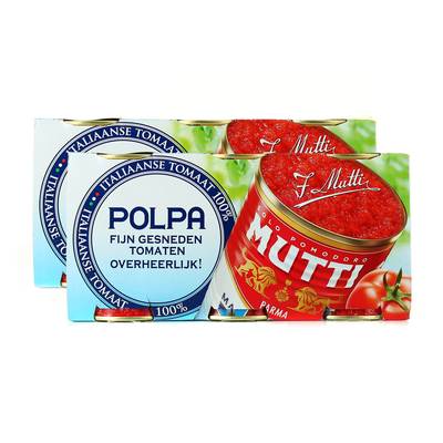 Mutti Pulpe de Tomates Concassées Fines - Polpa, Lot de 2x3x400g