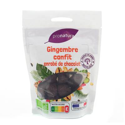 Pronatura Gingembre confit enrobé de chocolat bio, 125g