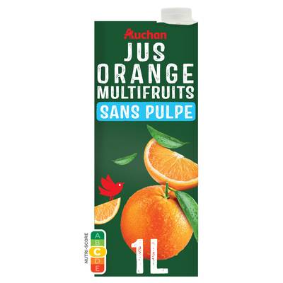 Auchan Jus d'orange multifruits à base de concentrés sans sucres ajoutés, 1L