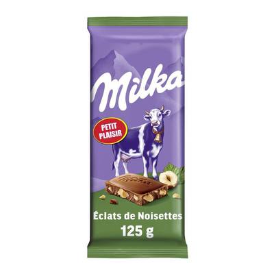Milka Tablette de chocolat au lait aux éclats de noisette, 125g