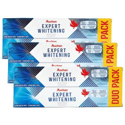 Auchan Dentifrice expert blancheur intense, Lot de 3 - 2x75ml