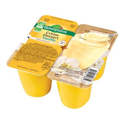 Bonneterre Crème dessert vanille bio, 4x100g