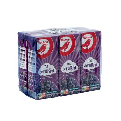 Auchan Jus de raisin à base de concentré, 6x20cl