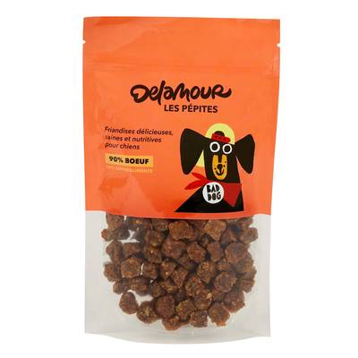 Delamour Sachet Pépites Bouchées Boeuf Framboise Friandise Récompense pour chien, 150g