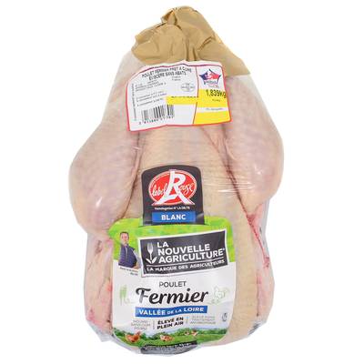 La Nouvelle Agriculture Poulet Fermier Blanc Pret à Cuire, Label Rouge, environ 1,4kg