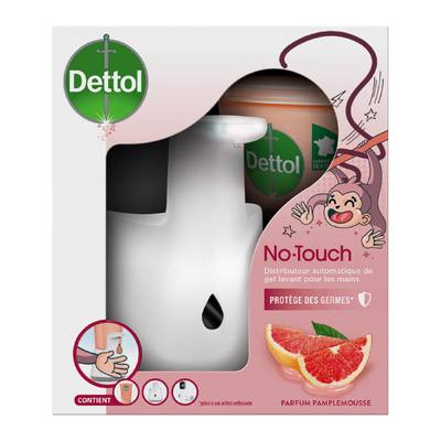Dettol No Touch Distributeur automatique de gel lavant pour les mains - Parfum Pamplemousse, 1 pièce