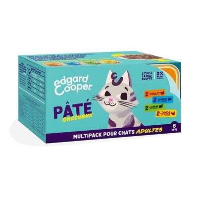 Edgard Cooper Barquettes Pâtée 4 variétés sans céréales pour chat adulte, 8x85g