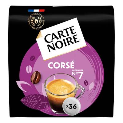 Carte Noire Dosettes de café Corsé n°7 compatibles Senseo, 36 dosettes