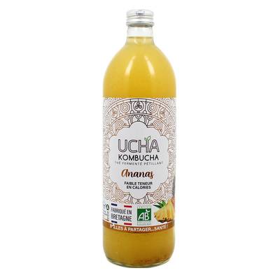 UCHA Kombucha à l'Ananas, Thé Fermenté Pétillant Bio, 75cl