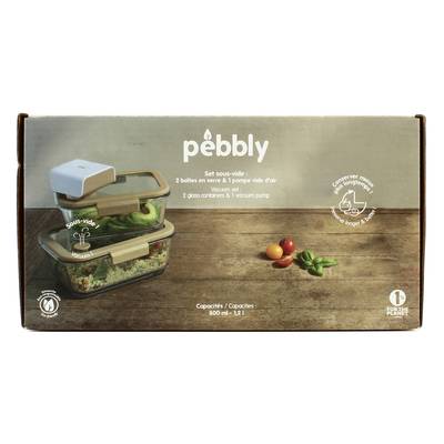 Pebbly Set sous-vide 3 pièces  2 boites 800 + 1200ml + pompe, 3 pièces