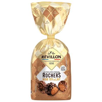 Révillon Papillote Rocher Chocolat Noir 70% et Lait, 370g