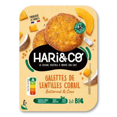 HARI&CO Galettes Lentilles Corail Bio, 170g