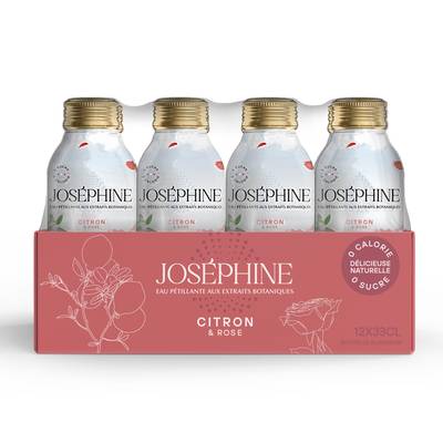 Josephine Eau pétillante aux extraits botaniques de citron et rose, 12x33cl