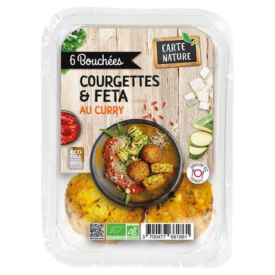 Carte Nature Bouchées de Riz Courgette Féta Curry Bio, 180g
