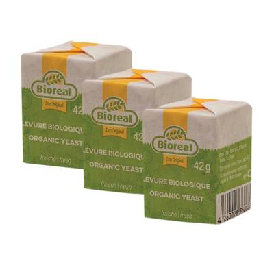 Bioreal Levure Fraîche Bio en Cube, Lot de 3x42g
