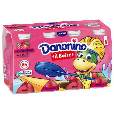 Danonino Yaourt à boire fraise framboise, 8x100g