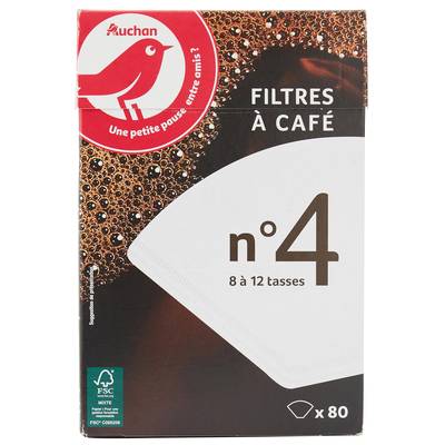 Auchan Filtres à café n°4, 80 filtres