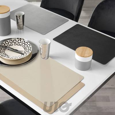 3574387906561 - Douceur D Interieur - Set de table imitation cuir Bergame Creme